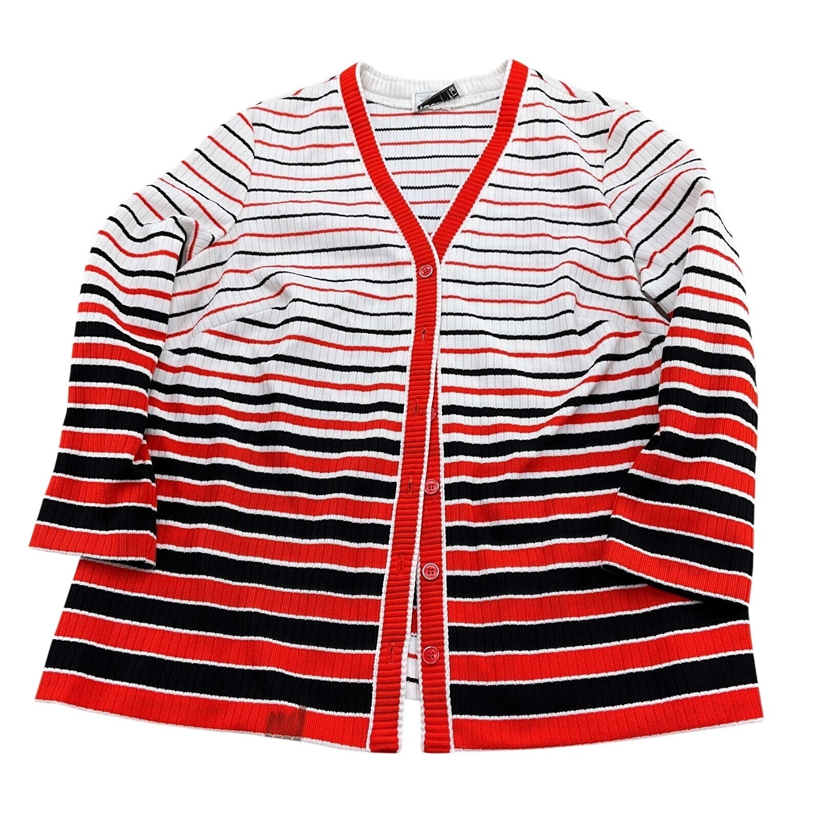 Miss Accent Act Iii Cardigan Women 2xlarge Orange Stripe Sweater Flaw Usa Vtg